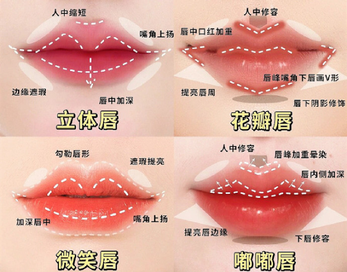 不同唇妝畫法教程，南寧化妝教學(xué)機(jī)構(gòu)分享