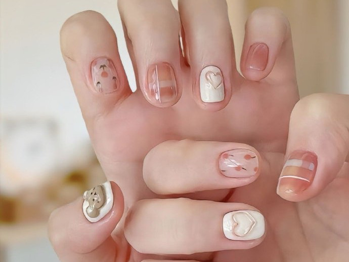 清新短甲圖片，廣西美甲店學(xué)徒推薦款