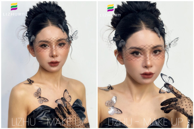 黑色蝴蝶面紗造型，廣西化妝專業(yè)課堂作品