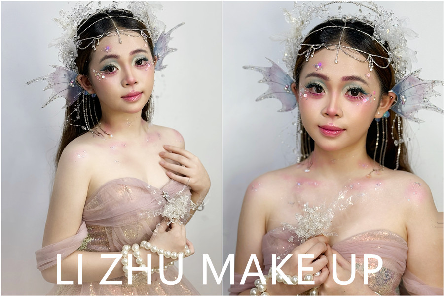 人魚妝造手法示范，南寧美妝專業(yè)學(xué)校課堂