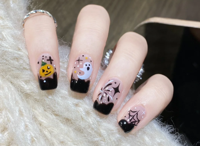 萬(wàn)圣節(jié)煙花美甲，南寧美甲進(jìn)修分享教程