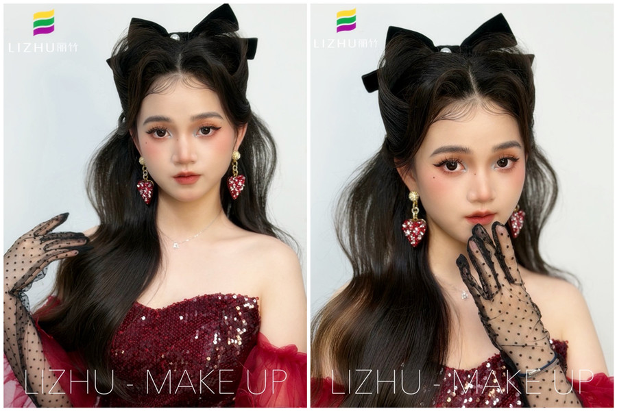 復(fù)古貓耳半披造型，廣西化妝設(shè)計